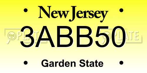 3ABB50 New Jersey License Plate