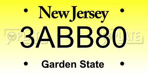 3ABB80 New Jersey License Plate