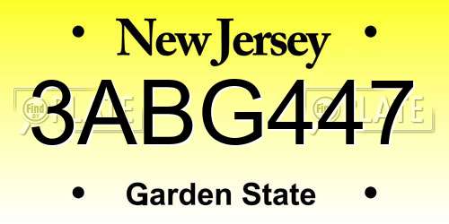 3ABG447 New Jersey License Plate