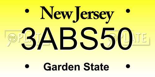 3ABS50 New Jersey License Plate