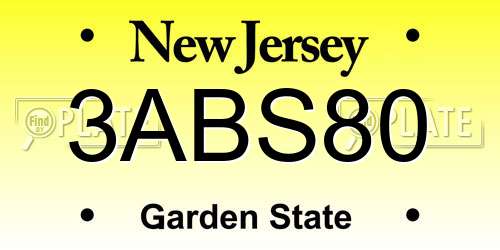 3ABS80 New Jersey License Plate