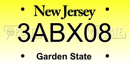 3ABX08 New Jersey License Plate