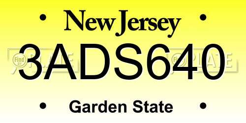 3ADS640 New Jersey License Plate