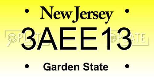 3AEE13 New Jersey License Plate