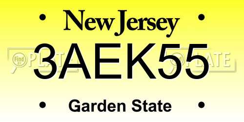 3AEK55 New Jersey License Plate