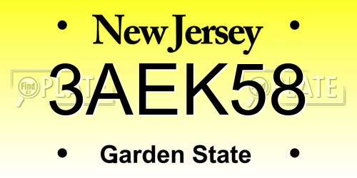 3AEK58 New Jersey License Plate