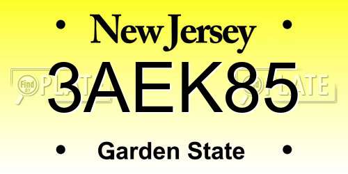 3AEK85 New Jersey License Plate
