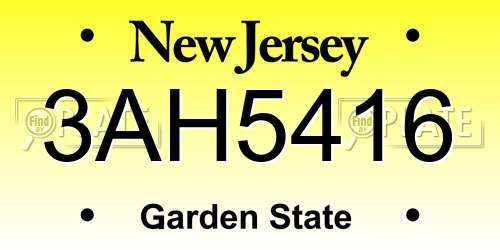 3AH5416 New Jersey License Plate