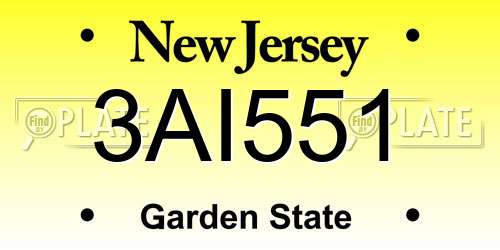 3AI551 New Jersey License Plate
