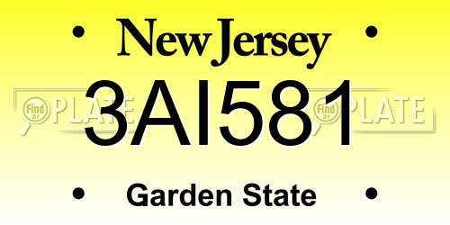 3AI581 New Jersey License Plate