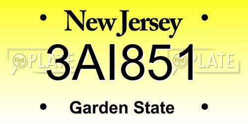 3AI851 New Jersey License Plate