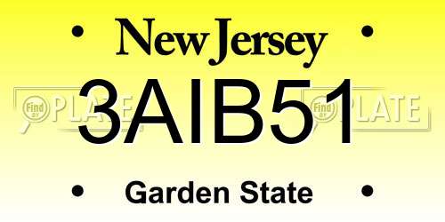 3AIB51 New Jersey License Plate