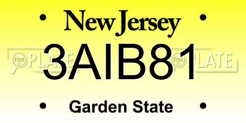 3AIB81 New Jersey License Plate
