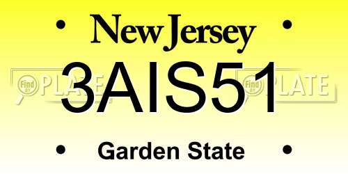 3AIS51 New Jersey License Plate