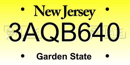 3AQB640 New Jersey License Plate