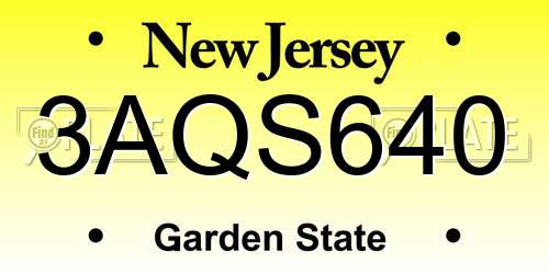 3AQS640 New Jersey License Plate