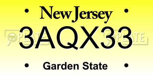 3AQX33 New Jersey License Plate