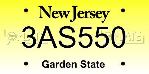 3AS550 New Jersey License Plate