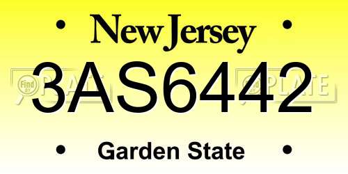 3AS6442 New Jersey License Plate