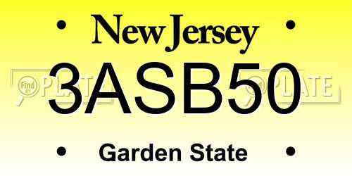 3ASB50 New Jersey License Plate