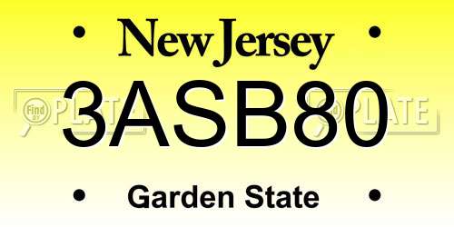 3ASB80 New Jersey License Plate