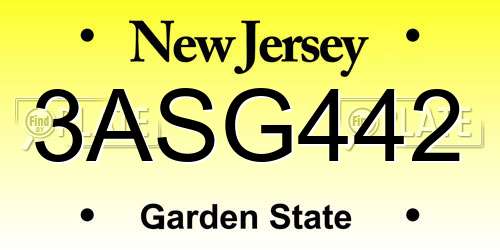3ASG442 New Jersey License Plate