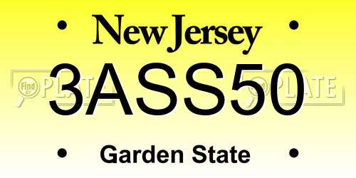 3ASS50 New Jersey License Plate