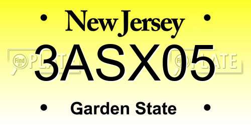 3ASX05 New Jersey License Plate
