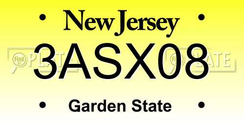 3ASX08 New Jersey License Plate