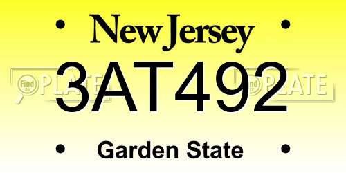 3AT492 New Jersey License Plate