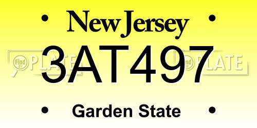 3AT497 New Jersey License Plate