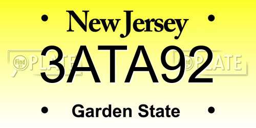 3ATA92 New Jersey License Plate