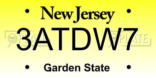 3ATDW7 New Jersey License Plate