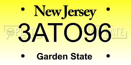 3ATO96 New Jersey License Plate
