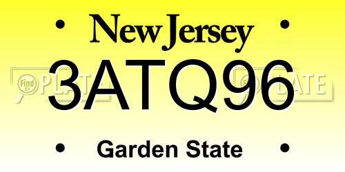 3ATQ96 New Jersey License Plate