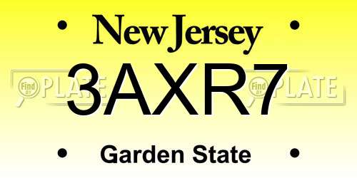 3AXR7 New Jersey License Plate