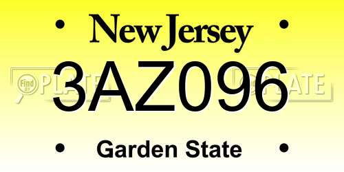 3AZ096 New Jersey License Plate