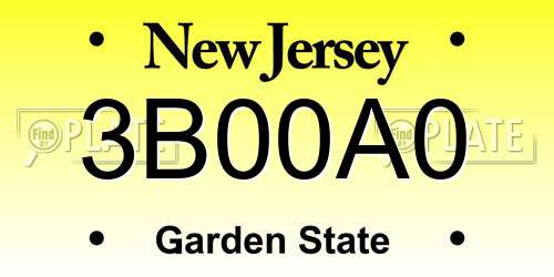 3B00A0 New Jersey License Plate