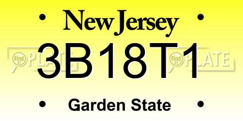 3B18T1 New Jersey License Plate