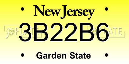 3B22B6 New Jersey License Plate