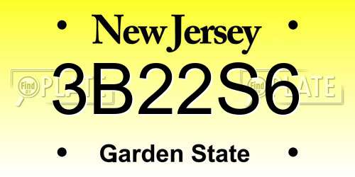 3B22S6 New Jersey License Plate