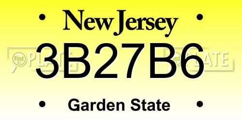 3B27B6 New Jersey License Plate