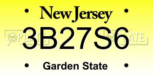 3B27S6 New Jersey License Plate