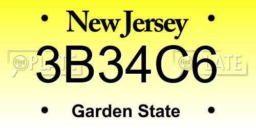 3B34C6 New Jersey License Plate