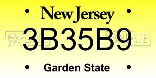 3B35B9 New Jersey License Plate