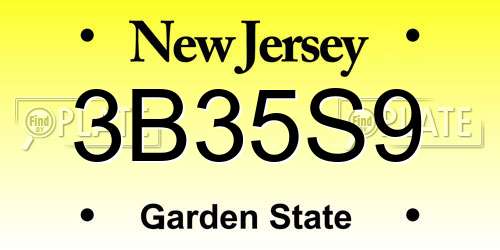 3B35S9 New Jersey License Plate