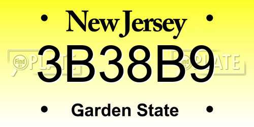 3B38B9 New Jersey License Plate