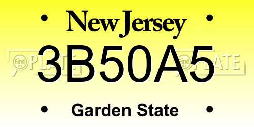 3B50A5 New Jersey License Plate