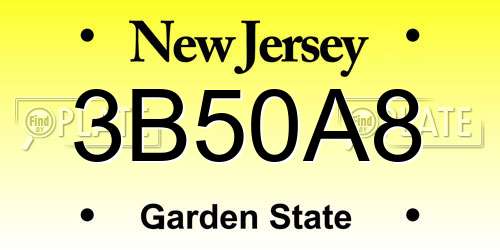 3B50A8 New Jersey License Plate
