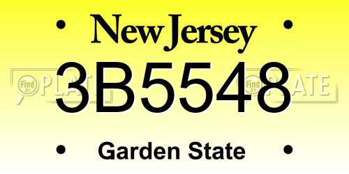 3B5548 New Jersey License Plate